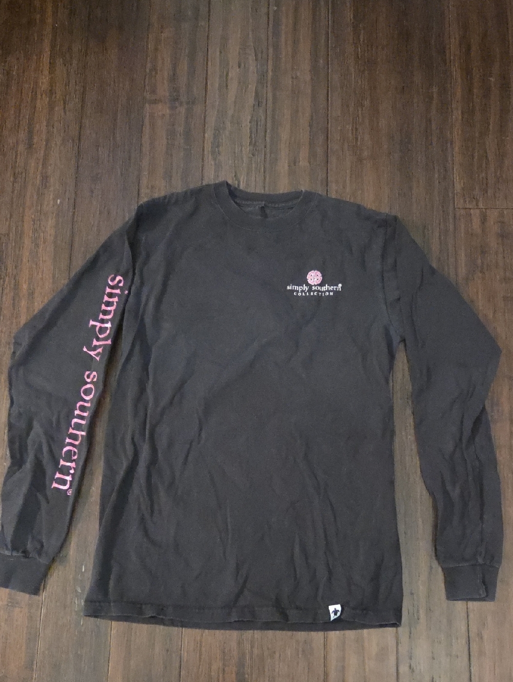 Simply Southern Black Long-Sleeve Tee with Pink Logo and Sleeve Script